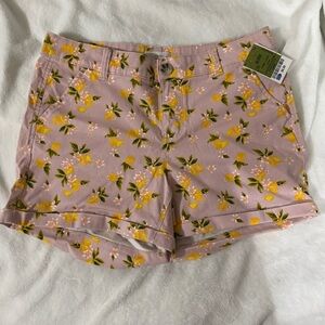 Pink shorts with lemon/floral print
